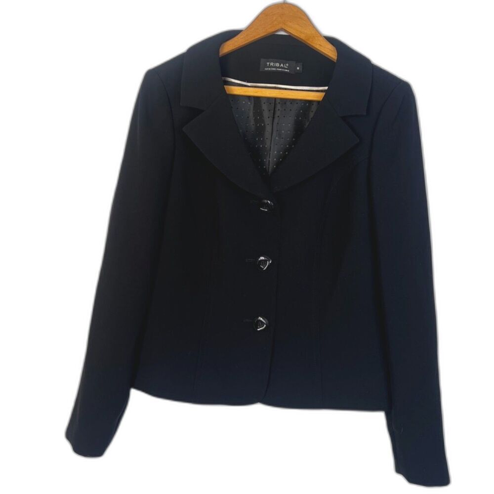 Tribal Basic Black Staple Single Breasted Blazer Jacket Office Work‎ Career Sz 8